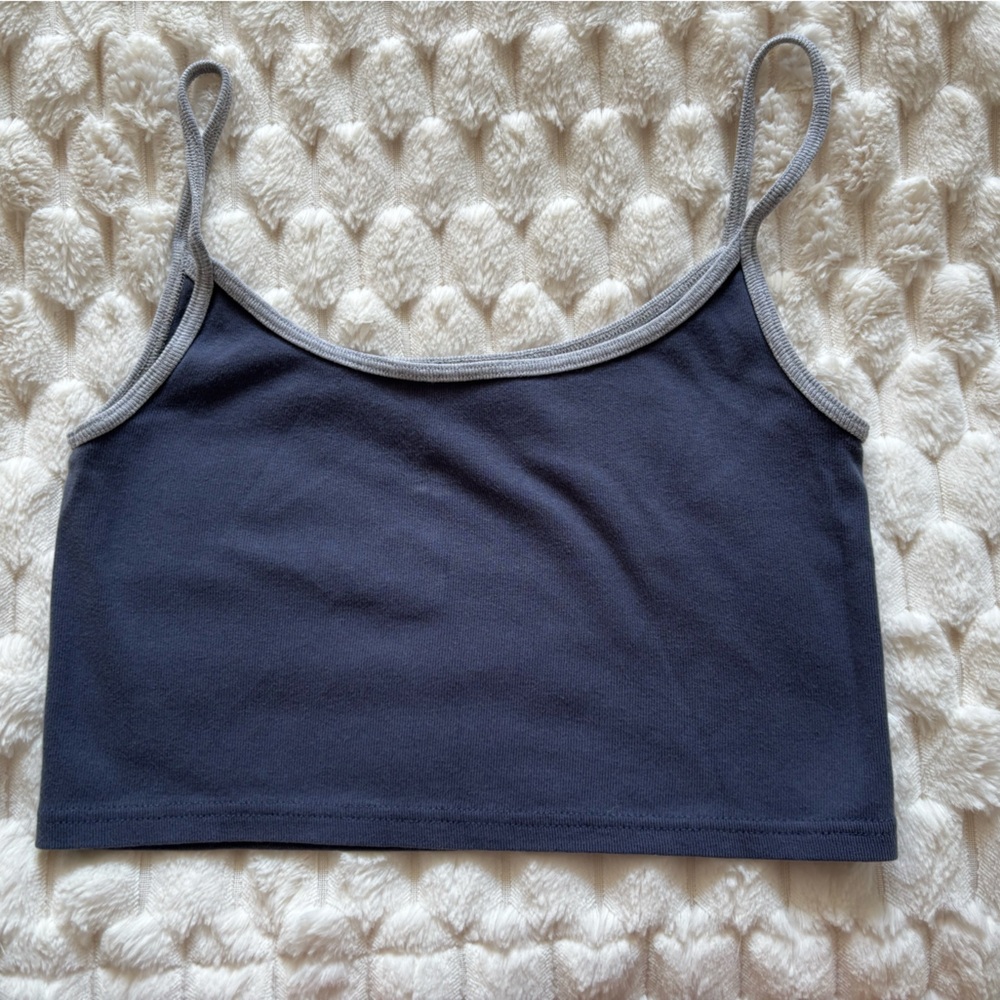 Brandy Melville Navy Blue Tank Top with Gray Trim